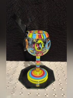 Lolita Mini Wine Glass Christmas Ornament Hand Painted